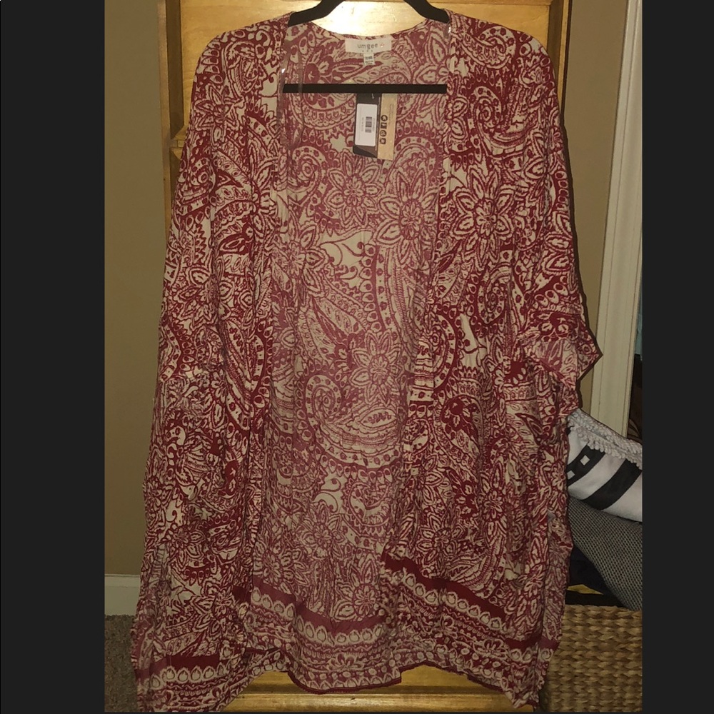 Red umber kimono